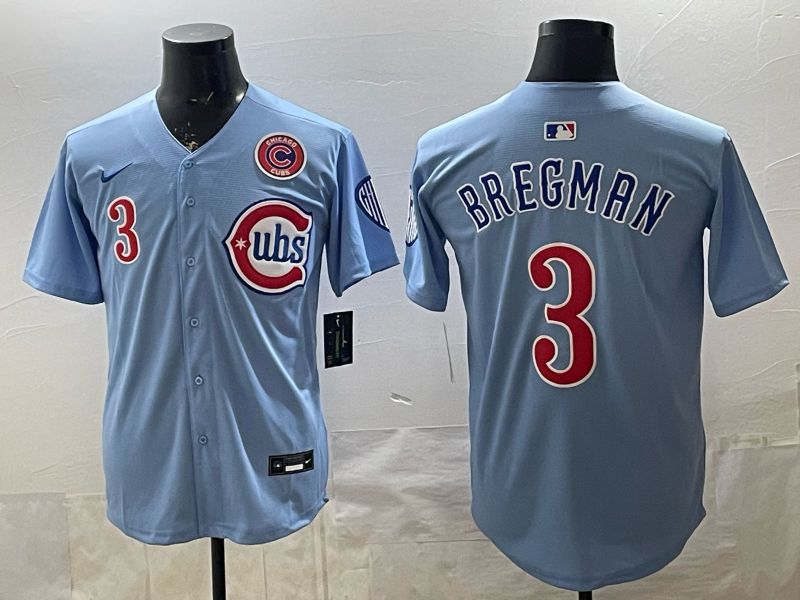Men 2026 Chicago Cubs #3 Bregman Light Blue Throwback Game Nike MLB Jersey style 004
